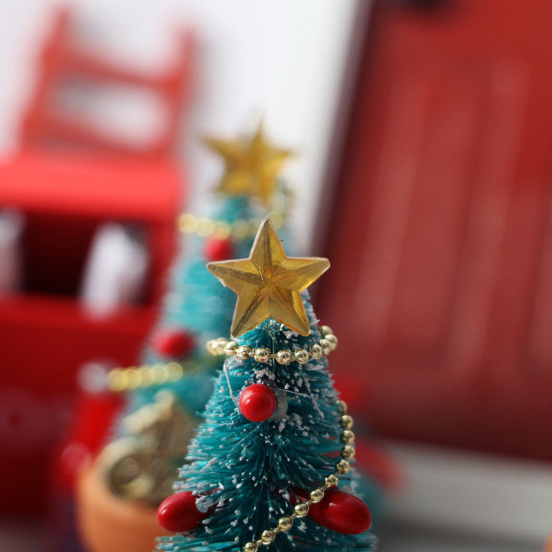 Wholesale Dollhouse1:12 doll mini house door family Christmas tree potted plant decoration model bjd holiday decoration accessories
